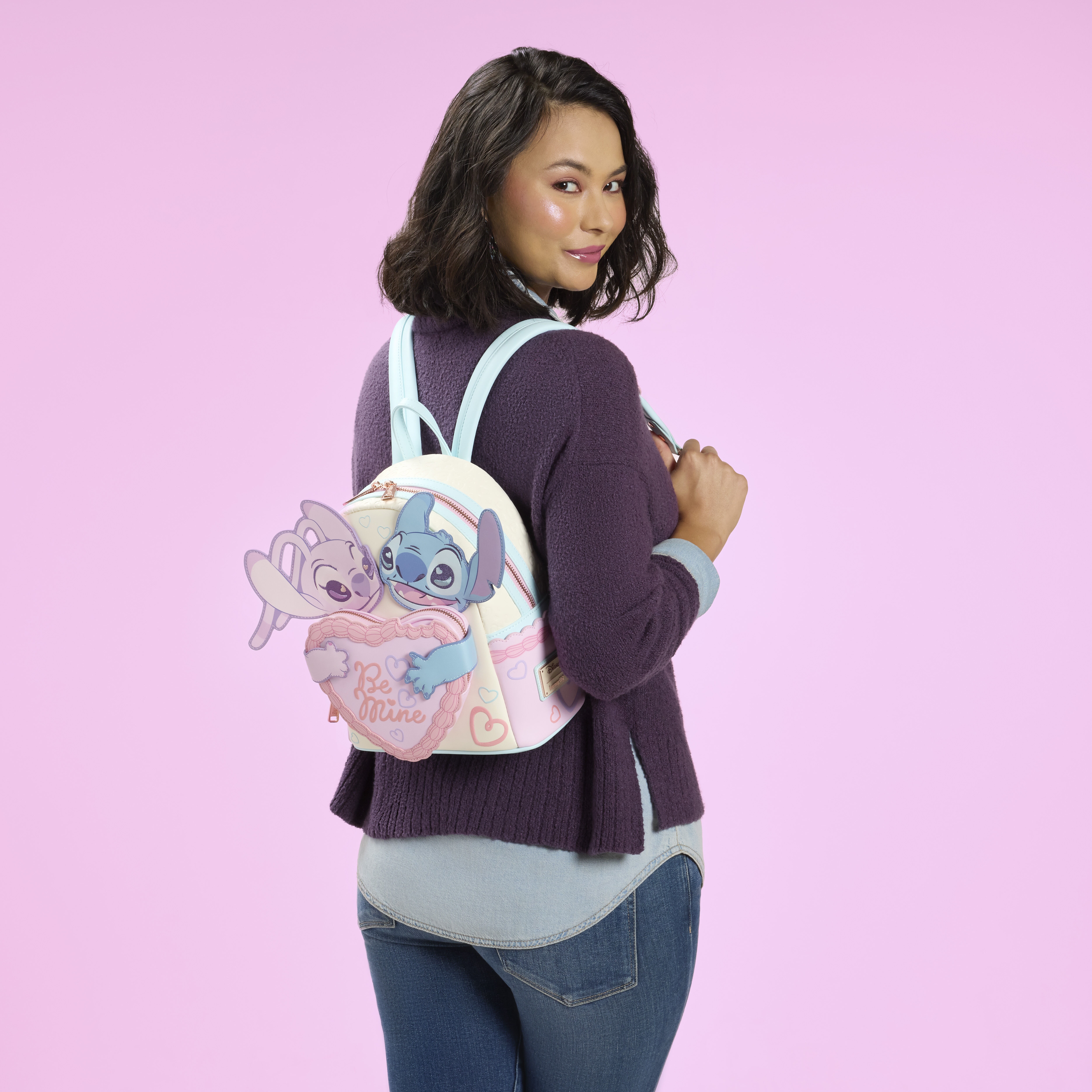 Stitch & Angel Be Mine Mini Backpack | Loungefly
